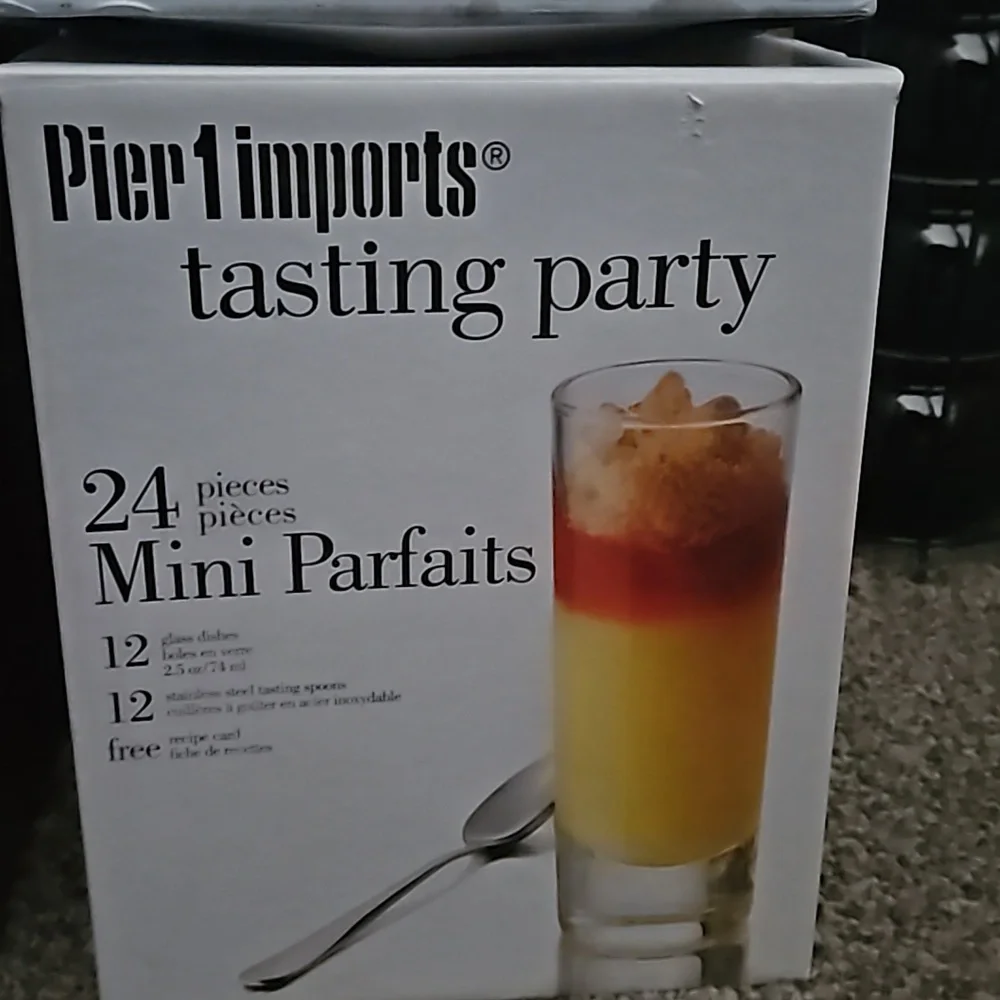 24 Piece -12 Mini Parfait & 12 Spoons Tasting Party Set by Pier 1 Imports NWT